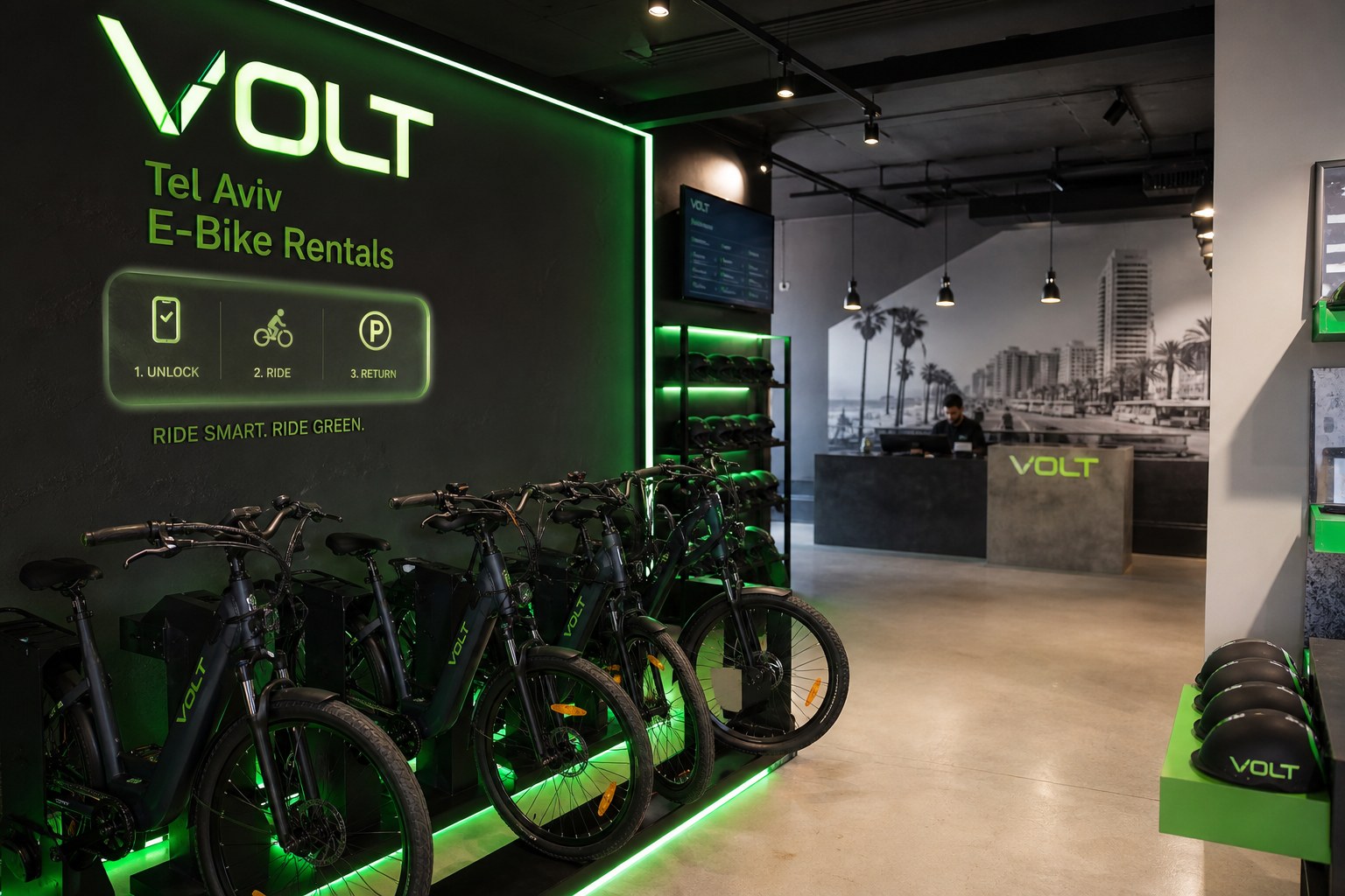 RentBike IL shop with e-bike charging dock
